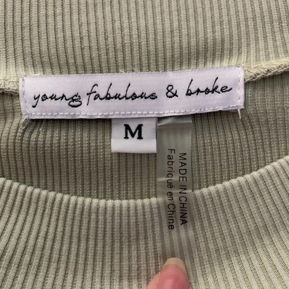 YOUNG FABULOUS & BROKE Light‎ Khaki Ribbed Bodycon Dress - Picture 8 of 9